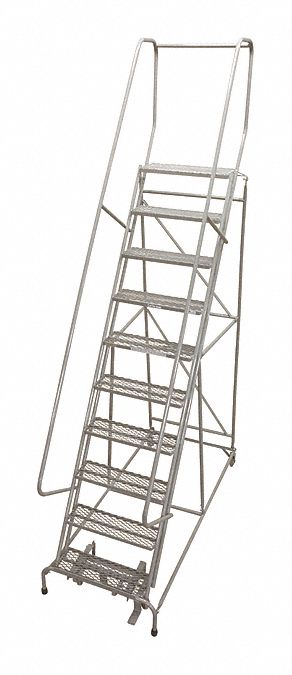 Rolling Ladder: 8.3 ft Platform Ht, Assembled, Steel, Manual Lock, Expanded Metal