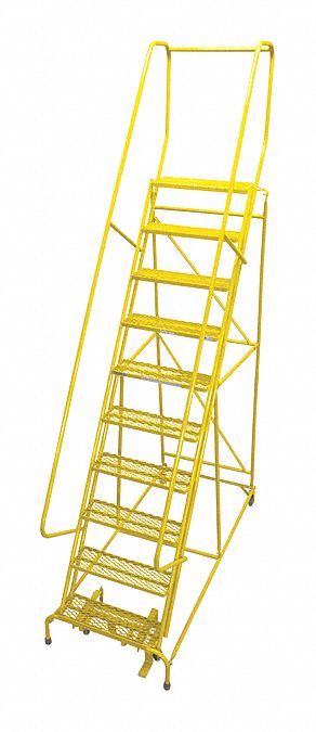 Rolling Ladder: 8.3 ft Platform Ht, Assembled, Steel, Manual Lock, Antislip, 32 in x 74 in