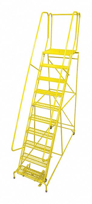 Rolling Ladder: 8.3 ft Platform Ht, Assembled, Steel, Manual Lock, Antislip, 32 in x 74 in