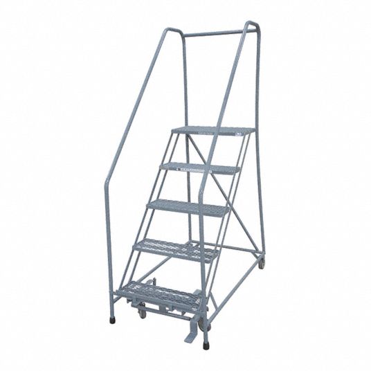 Cotterman 4 Step Rolling Ladder Serrated Step Tread 70 In Overall