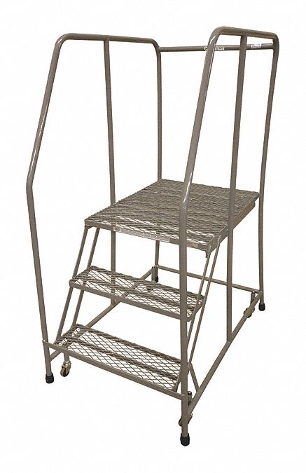 Rolling Ladder, Steel, 60In. H., Gray