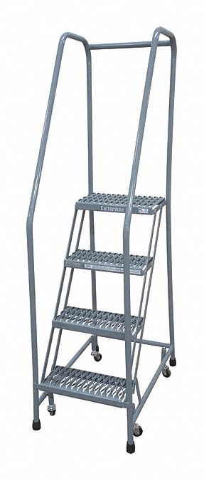 Rolling Ladder: 3.3 ft Platform Ht, Unassembled, Steel, Wt-Actuated Auto-Lock