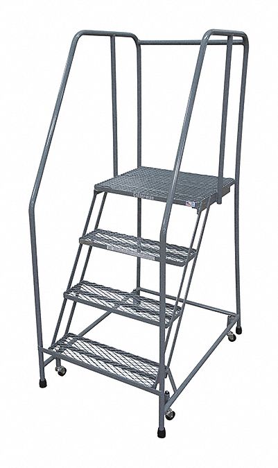 Rolling Ladder, Steel, 70In. H., Gray
