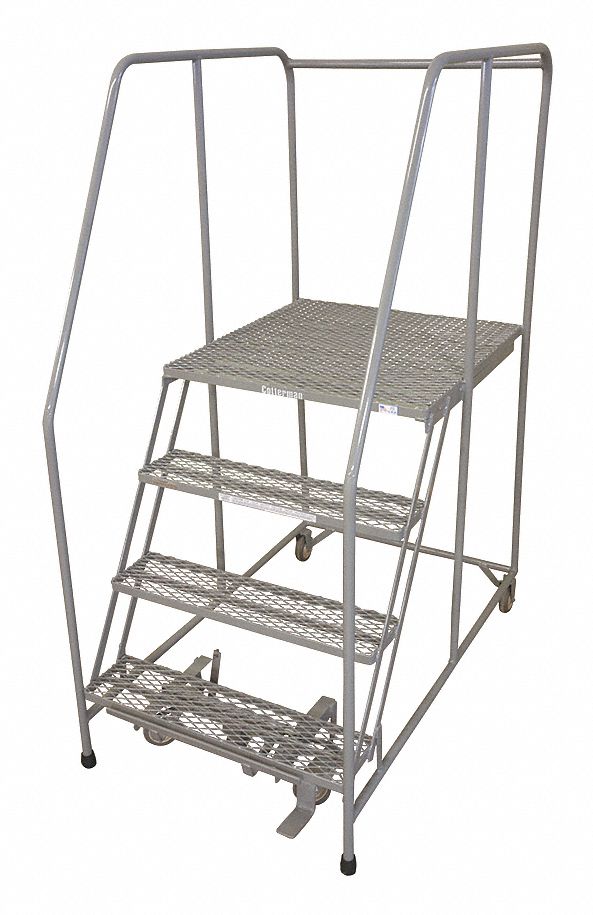 Rolling Ladder, Steel, 70In. H., Gray