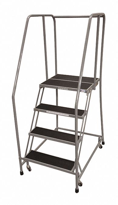 Rolling Ladder, Steel, 70In. H., Gray