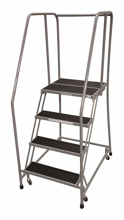 Rolling Ladder, Steel, 70In. H., Gray