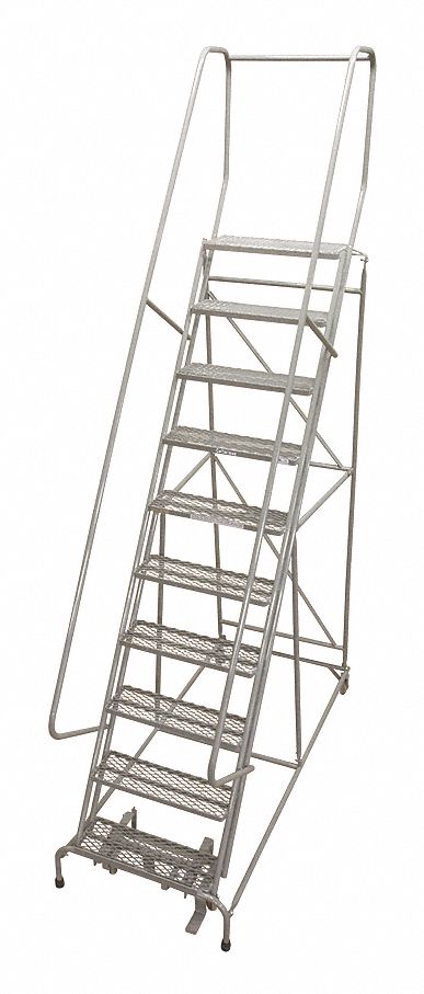 Rolling Ladder, Steel, 130In. H., Gray