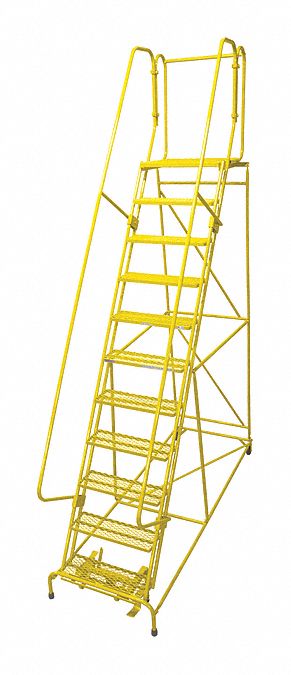Rolling Ladder: 9.2 ft Platform Ht, Unassembled, Steel, Manual Lock, Expanded Metal