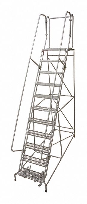 Rolling Ladder, Steel, 140In. H., Gray