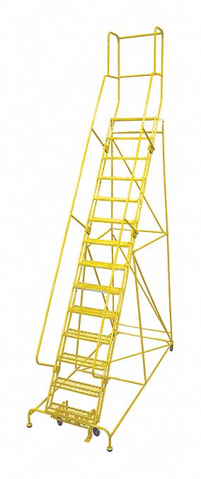 Rolling Ladder: 11.7 ft Platform Ht, Unassembled, Steel, Manual Lock, Expanded Metal