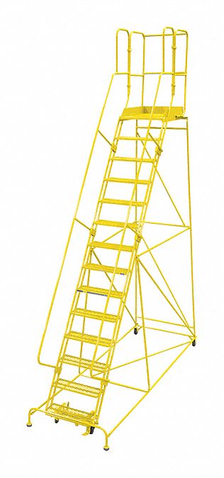Rolling Ladder: 11.7 ft Platform Ht, Unassembled, Steel, Manual Lock, Expanded Metal