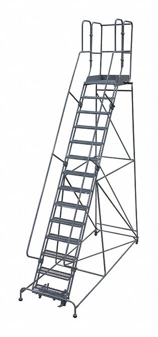 Rolling Ladder: 11.7 ft Platform Ht, Partially Assembled, Steel, Manual Lock