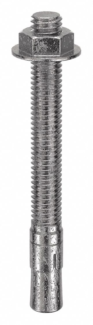 Wedge Anchor: 3 3/4 in Overall Lg, 3/8 in Dia, 3/8"-16 Thread Size, Plain, 400 PK