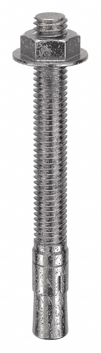Wedge Anchor: 3 3/4 in Overall Lg, 3/8 in Dia, 3/8"-16 Thread Size, Plain, 400 PK