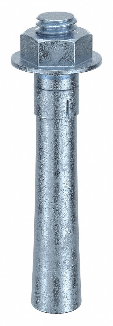 Wedge Anchor: 3 3/4 in Overall Lg, 1/2 in Dia, 1/2"-13 Thread Size, Steel, 10 PK
