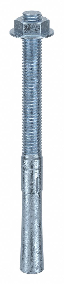 Wedge Anchor: 8 1/2 in Overall Lg, 5/8 in Dia, 5/8"-11 Thread Size, Steel, Steel, 5 PK