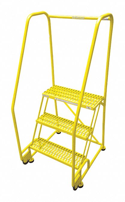 Rolling Ladder: 2.5 ft Platform Ht, Assembled, Steel, 350 lb Load Capacity, 24 in x 20 in