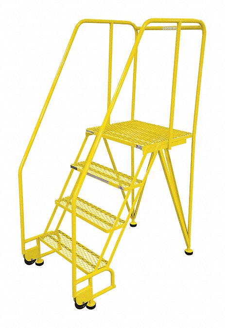 Rolling Ladder: 3.3 ft Platform Ht, Assembled, Steel, 350 lb Load Capacity, 24 in x 20 in