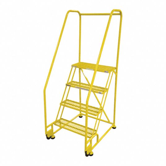 COTTERMAN 4-Step Tilt and Roll Ladder, Expanded Metal Step Tread, 70 in ...