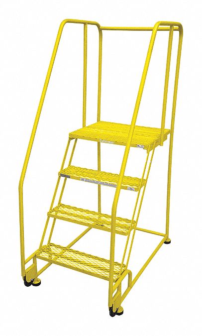 Rolling Ladder: 3.3 ft Platform Ht, Assembled, Steel, 450 lb Load Capacity, 16 in x 20 in