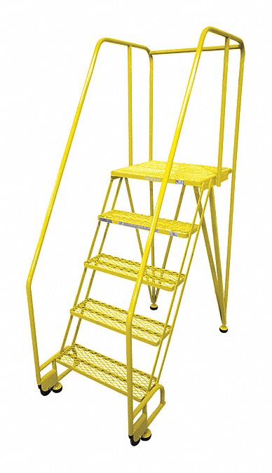 Rolling Ladder: 4.2 ft Platform Ht, Assembled, Steel, 350 lb Load Capacity, 24 in x 20 in