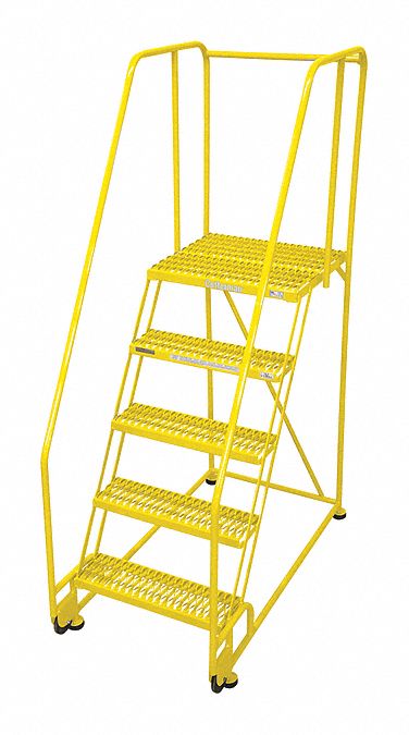 Rolling Ladder: 4.2 ft Platform Ht, Assembled, Steel, 450 lb Load Capacity, 16 in x 20 in