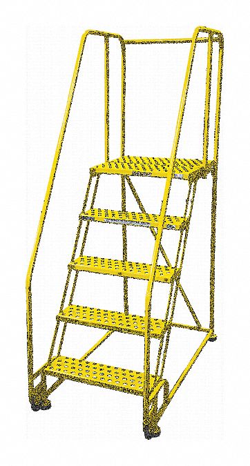 Rolling Ladder: 4.2 ft Platform Ht, Assembled, Steel, 450 lb Load Capacity, 16 in x 20 in