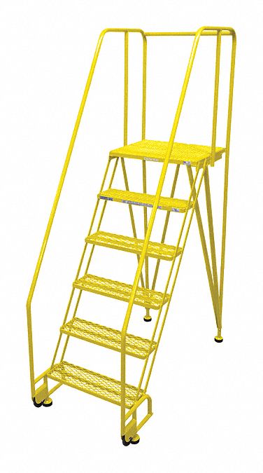 Rolling Ladder: 5 ft Platform Ht, Assembled, Steel, 350 lb Load Capacity, 24 in x 20 in