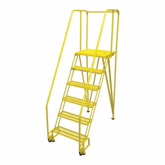 COTTERMAN 6-Step Tilt and Roll Ladder, Serrated Step Tread, 90 in ...