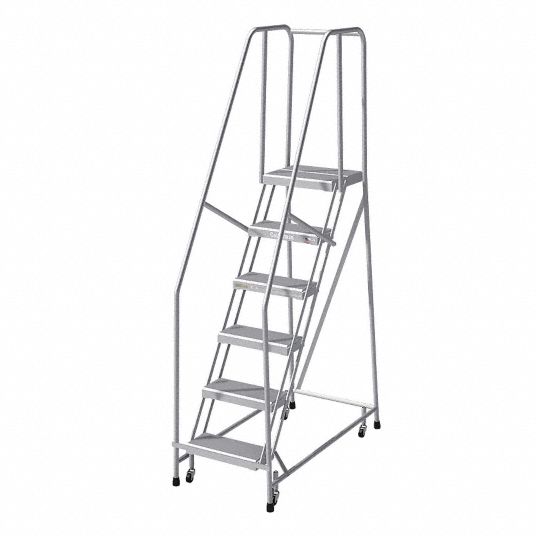 COTTERMAN 6-Step Rolling Ladder, Ribbed Step Tread, 90 in Overall ...