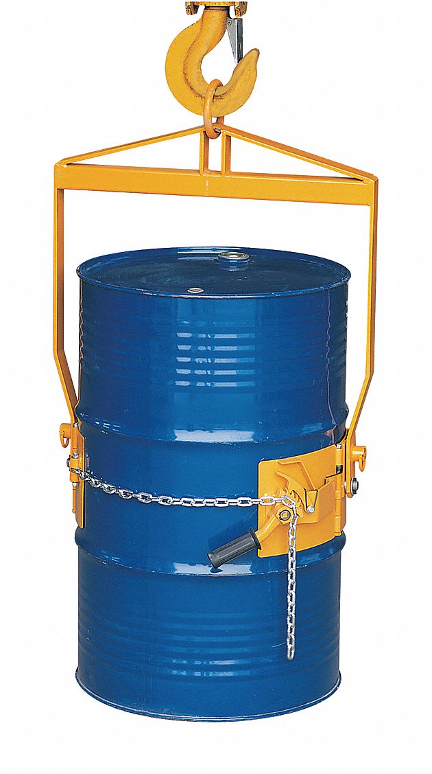 VERTICAL DRUM LIFTER/DISPENSER, FOR 55 GAL DRUM CAPACITY, MANUAL TILT, METAL, BODY, VERTICAL