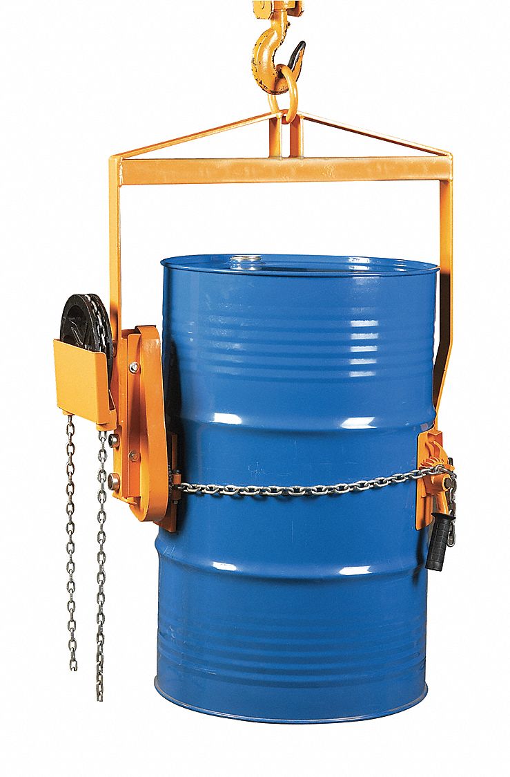 VERTICAL DRUM LIFTER/DISPENSER, FOR 55 GAL DRUM CAPACITY, MANUAL TILT, METAL, BODY, VERTICAL