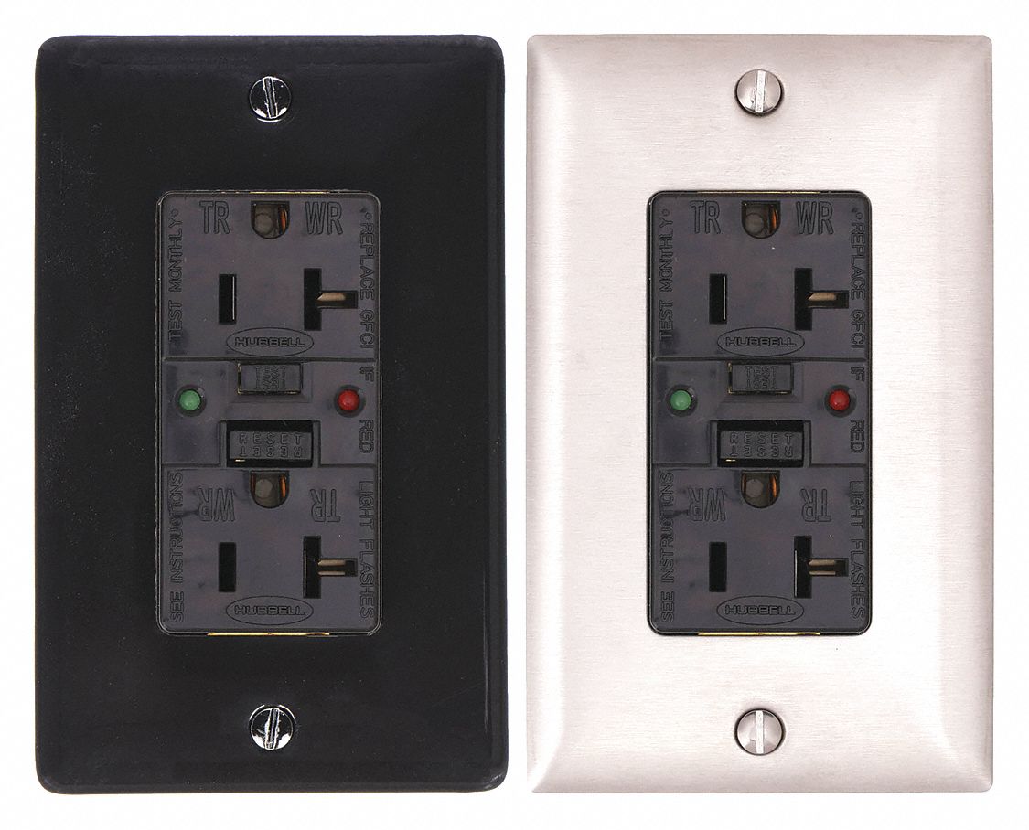 GFCI RECEPTACLE,20 A,BLACK,125V AC