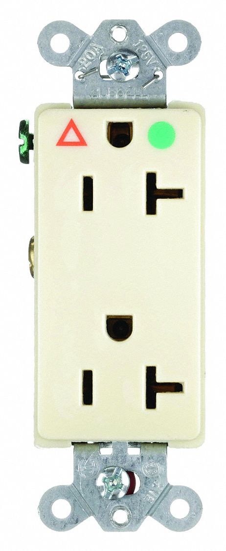 RÉCIPIENT, DÉCORATEUR DE PRISE DOUBLE, 3 FILS, NYLON, 125 V CA, COURANT NOMINAL 20 A, 5-20R, 10 AWG, IVOIRE