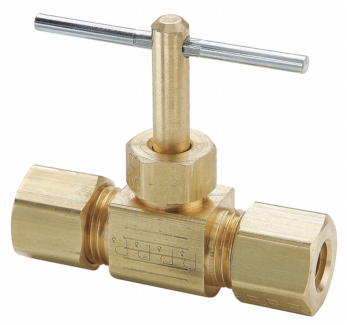 PARKER Needle Valve Straight Fitting, Brass, 3/8 in Pipe Size