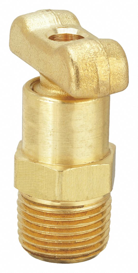 DRAIN COCK: ⅛ IN PIPE SIZE, BRASS, ⅛ IN MNPT, INLINE BODY, 150 PSI MAX. PRESSURE, WING