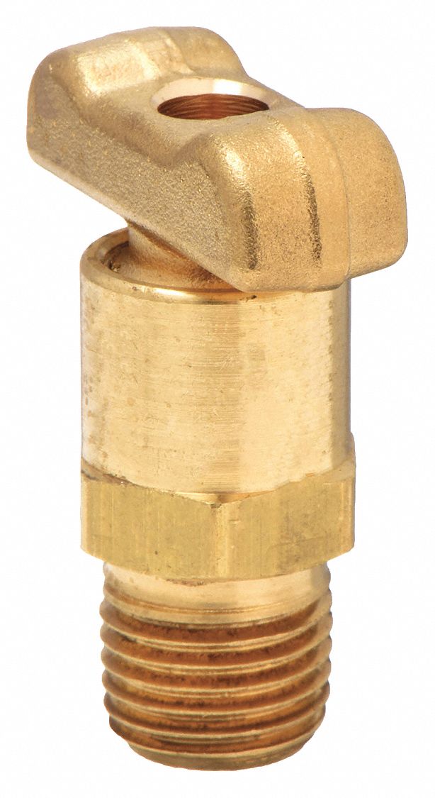 DRAIN COCK: ¼ IN PIPE SIZE, BRASS, ¼ IN MNPT, INLINE BODY, 150 PSI MAX. PRESSURE, WING