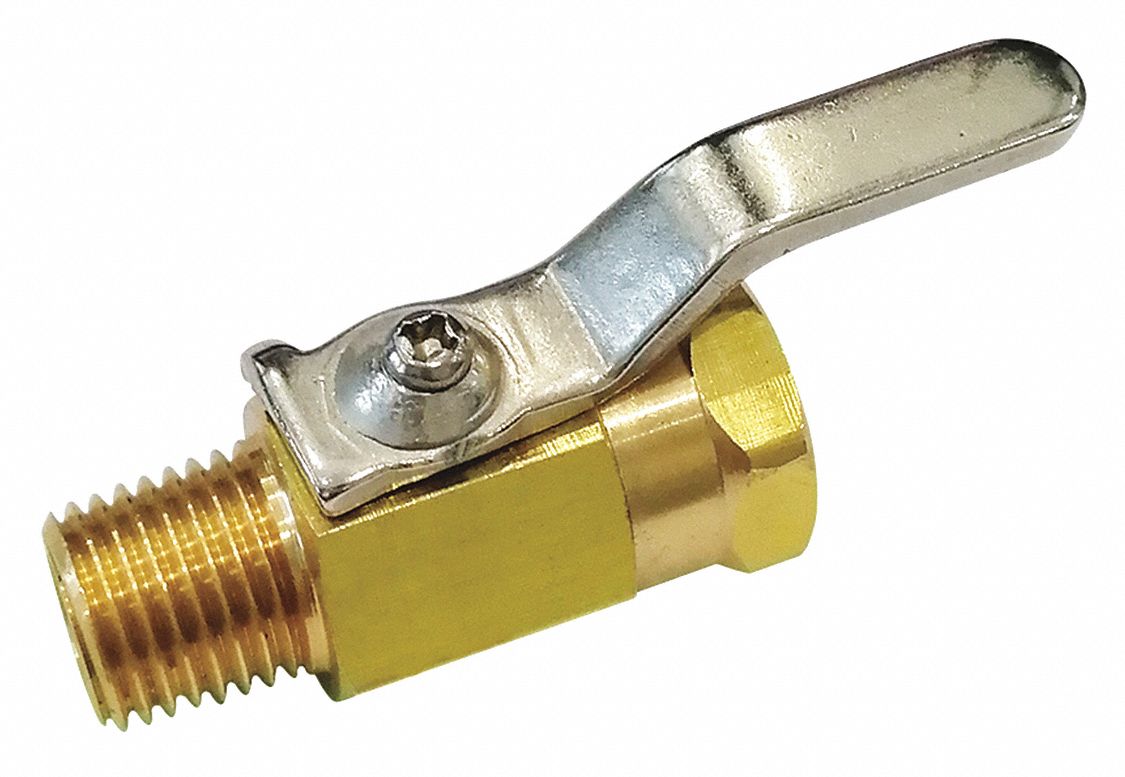 MANUAL TWO-WAY BALL VALVE: ⅛ IN, BRASS, STRAIGHT, MNPT X FNPT, FULL PORT BALL PORT