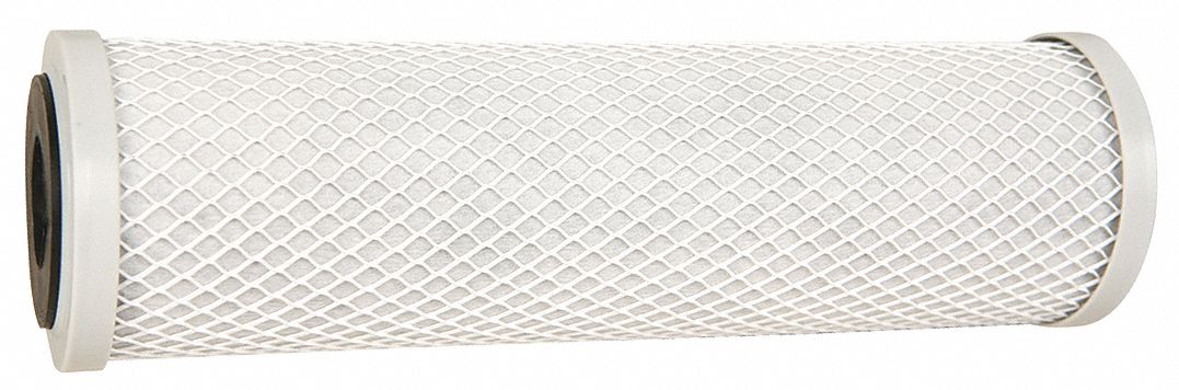 Water Filter Cartridge: 0.5 micron, 1.5 gpm, 10 1/2 in Overall Ht, 3 5/16 in Overall Dia