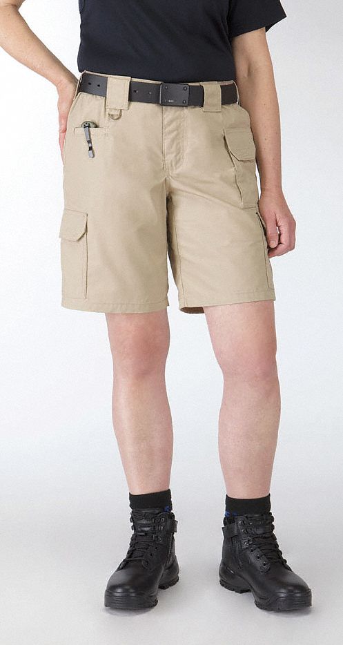 Tactical Shorts: Khaki, M, 9 in Inseam, 35% Cotton Ripstop/65% Polyester Material