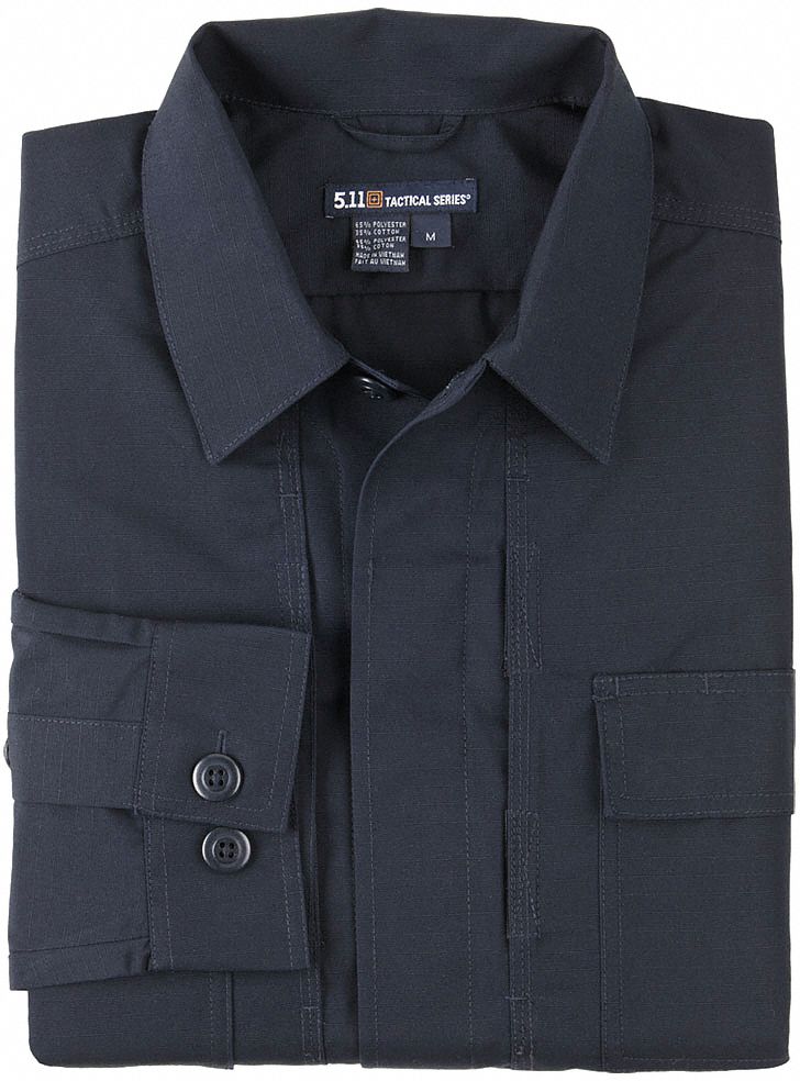 Tactical Shirt: BDU, Collared Work Shirt Shirt, Men's, Tactical Shirt, Button, L, Navy