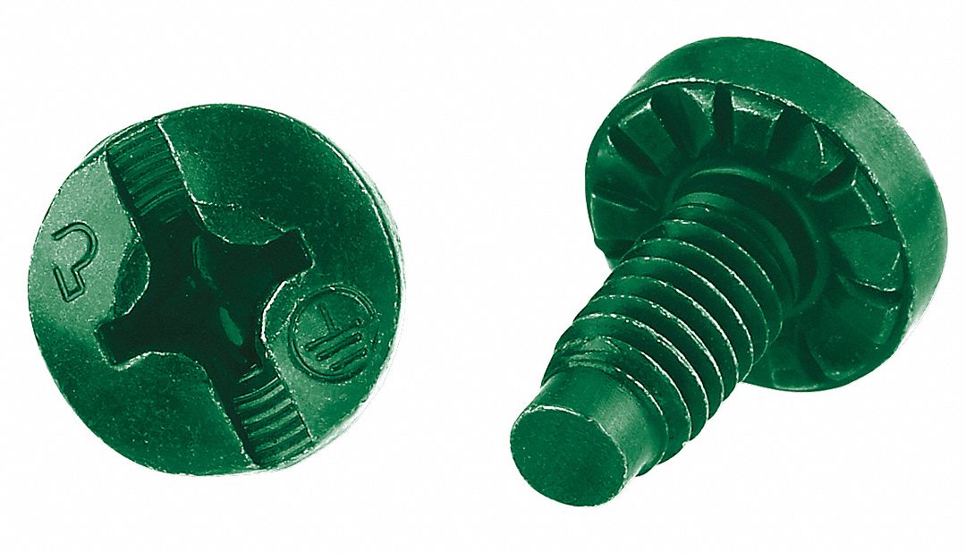 PANDUIT Grounding Screw, Grounding Accessories, Steel, Green, For Use