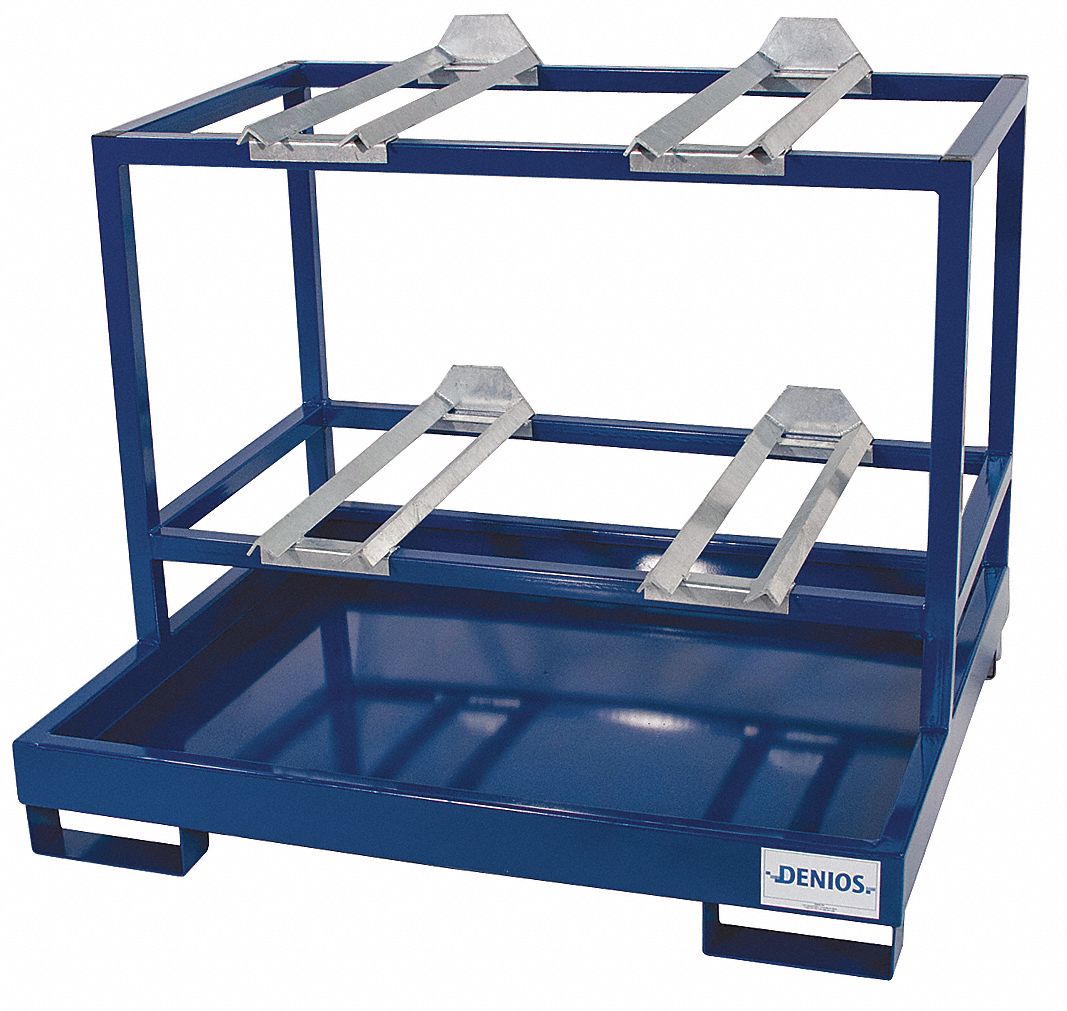 DENIOS Drum Dispensing Rack, For Container Type 55 gal Drums, Built In