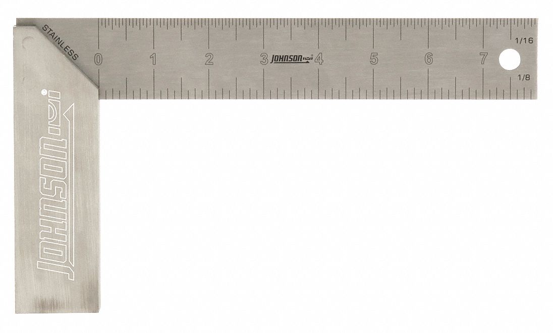 Try Square Alum/SS 8 in 1/8 1/16 in Grad