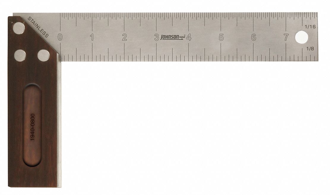 Try Square Bamboo/SS 1/8 1/16 in Grad