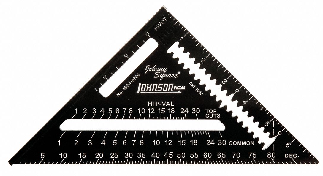 Rafter Square: 3/8 in Center-to-Edge Heel Wd, 1/4 in, Top, 7 in Square Size, Aluminum