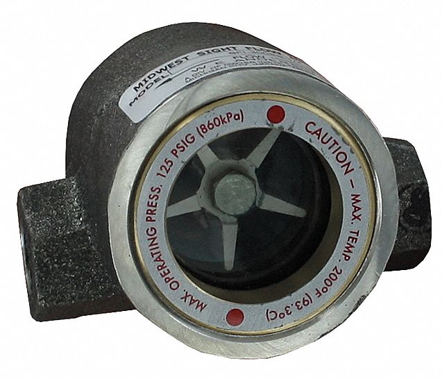 Dwyer Midwest Series SFI-100 Sight Flow Indicator Bronze Body Single Window ABS Impeller 1 Female NPT Connections 3 Length x 1.813 Depth x 2.125 Height
