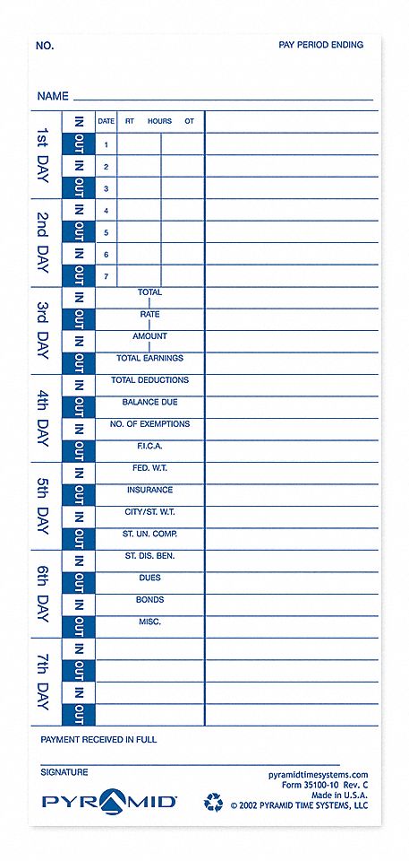 ATTENDANCE CARDS 3500/3700 100 PK