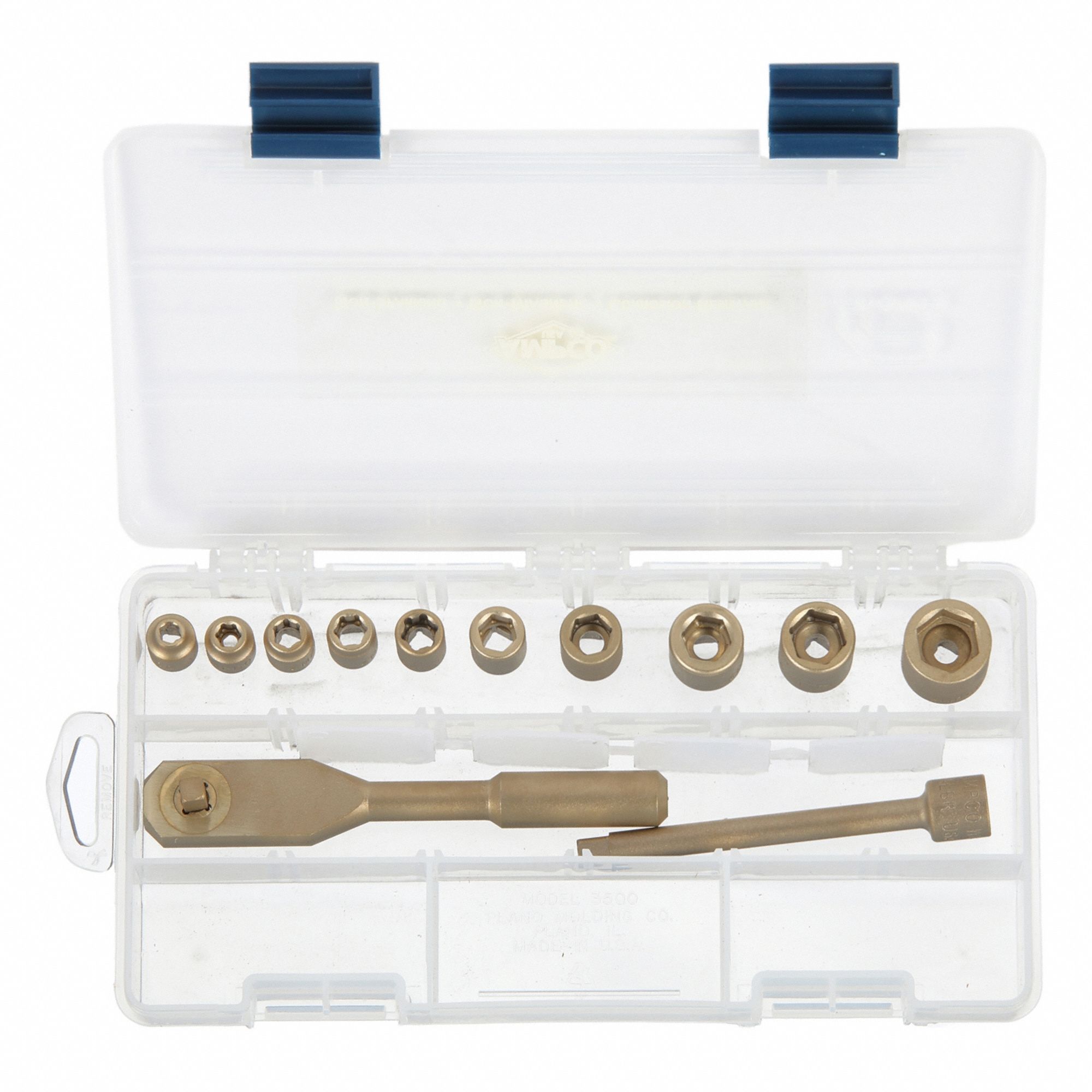 Socket Wrench Set: Non-Magnetic/Non-Sparking, 1/4 in Drive Size, 12 Pieces, (10) 6-Point