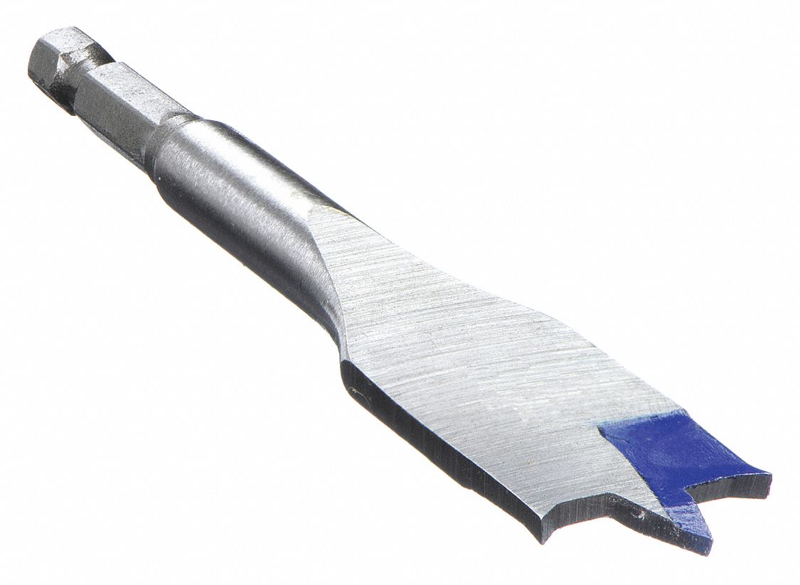 SPADE DRILL BIT, 1¼ IN DRILL BIT SIZE, ¼ IN SHANK DIAMETER, 4¾ IN L, CARBON STEEL